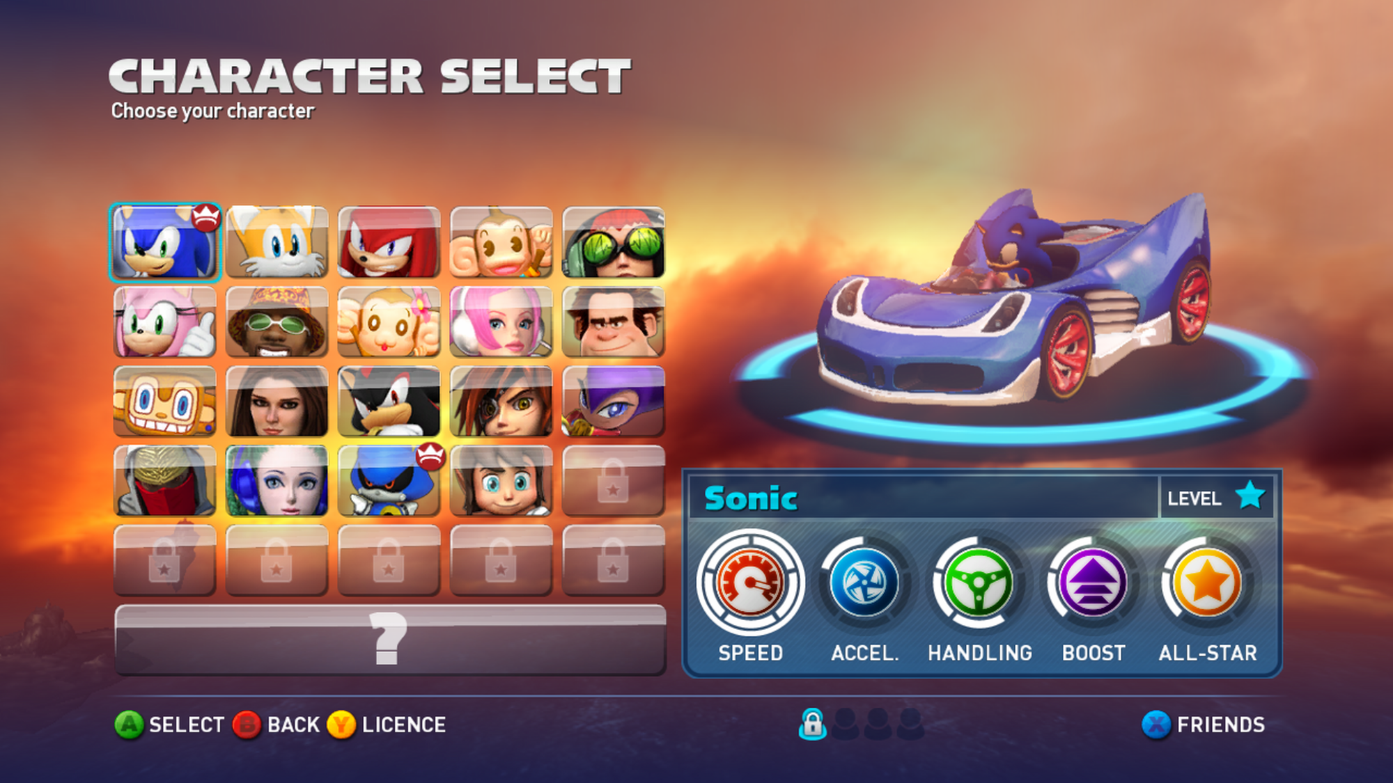Best kart racer - Sonic & All Stars Racing Transformed | Character Select Screenshot by Plasmids